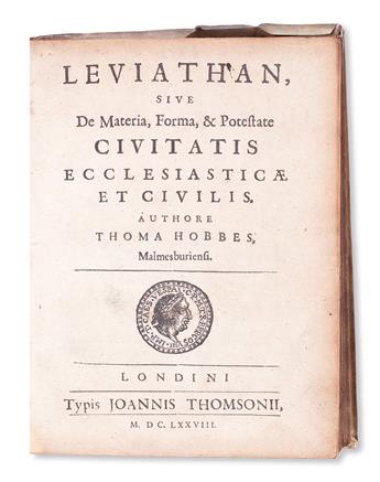 HOBBES, THOMAS. Leviathan; sive, De materia, forma, & potestate civitatis ecclesiasticae.  1678